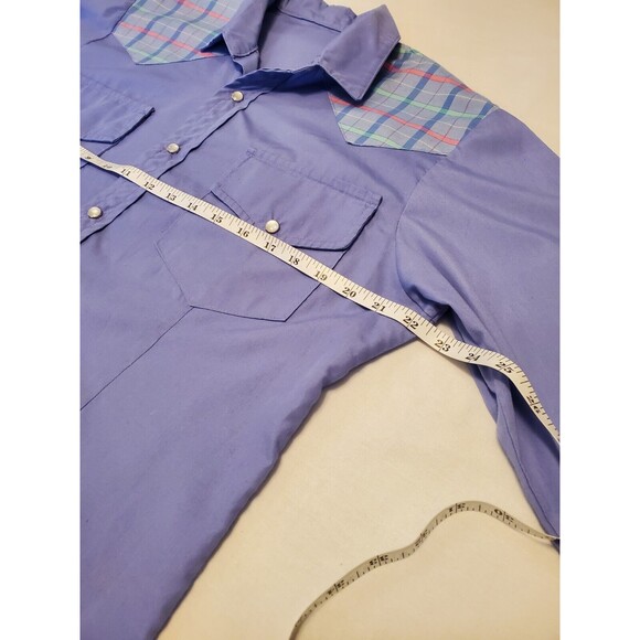 Vintage 1960's Western Pearl Snap Pastel Button Down Shirt M/L - Picture 9 of 13